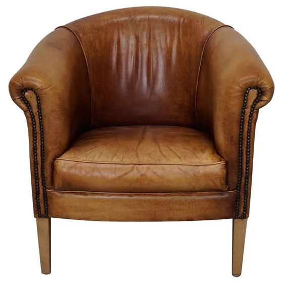 Image 1 of Vintage Nederlandse cognackleurige leren clubfauteuil