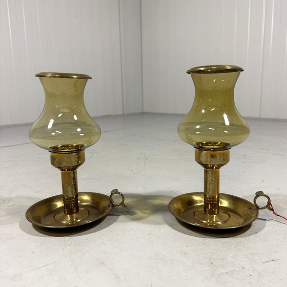 Image 1 of 2 X Peter Jensen Kopenhagen messing kandelaars Denemarken 1960’s