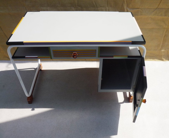 Bureau Vintage Structure Tube Acier – tork, Bureaux, Iron, Wood (photo 9 of 9)
