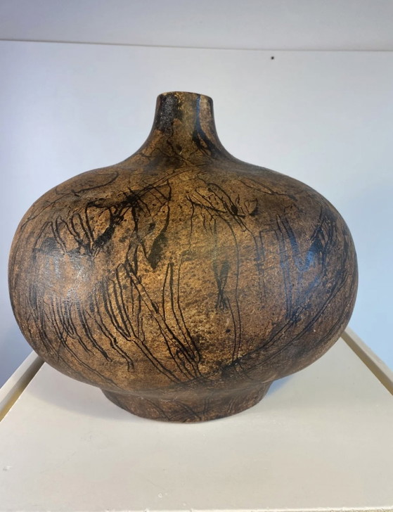 Vaso da terra brutalista tedesco anni '70 di Gerhard Liebenthron – Vasi, Ceramic (photo 5 of 6)