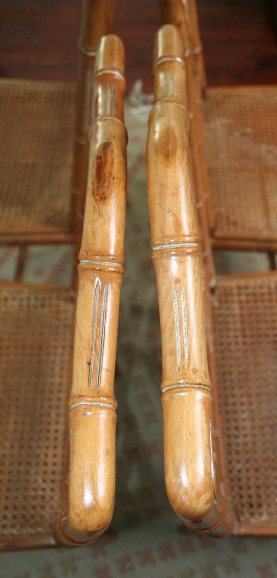 Image 1 of Set di 6 sedie vintage Chippendale in finto bambù (Jonathan Adler)