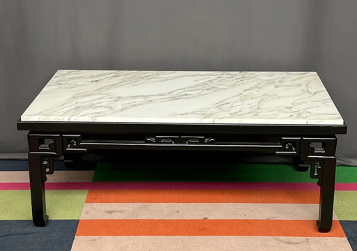 Mesa de centro china con tablero de mármol – salontafels, Marble, Wood (photo 2 of 5)
