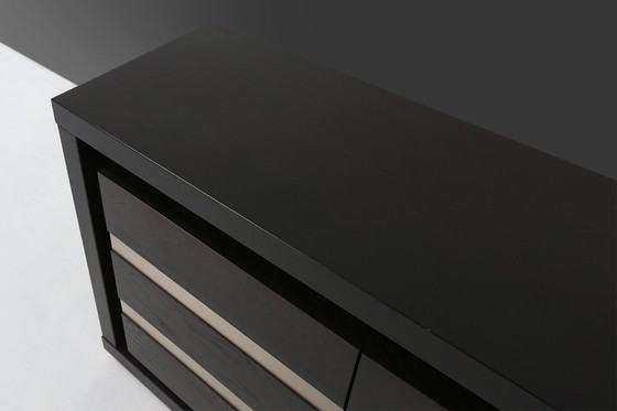 Image 1 of Brutalist Mid-century Belgian Black Oak Sideboard, Belgium 1970s