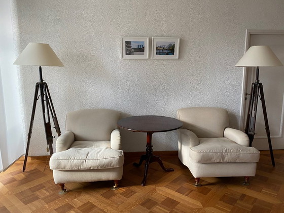 Image 1 of Mesa redonda hermosa y detallada (plegable) madera de acajou, fa FLAMANT