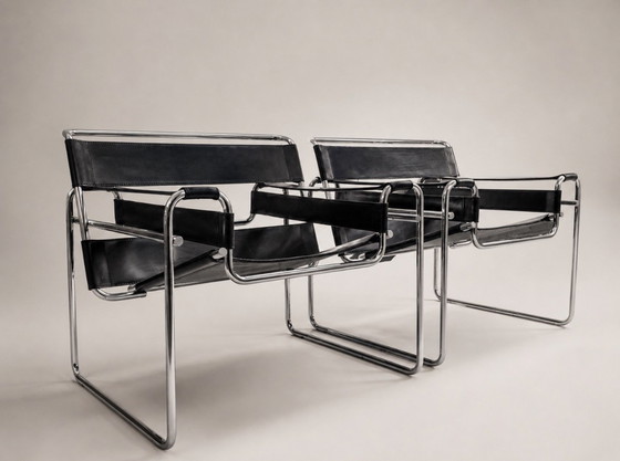 Image 1 of 2 Vintage Wassily Chairs by Marcel Breuer for Fasem, Italy, ca80s