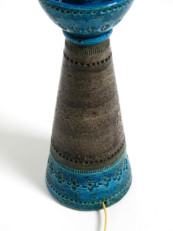 Image 1 of Beautiful 1960s Rimini Blue Ceramic Table Lamp by Aldo Londi for Bitossi, Italy