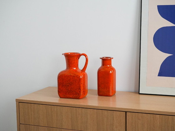 Image 1 of Rote Keramikvase, italienisches Design, 1960er Jahre, hergestellt in Italien