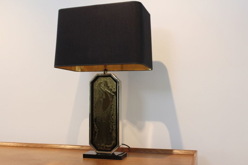 23 Karat vergoldete handgefertigte geätzte Tischlampe von Georges Mathias für M2000 Design