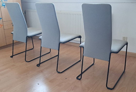 3x Hennie de Jong Esszimmerstühle – Stoff, Metall (photo 8 of 10)