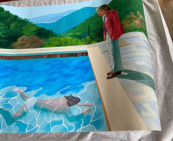 Image 1 of Zwembad met twee figuren (Portret van een kunstenaar) David Hockney 1972 - Poster 100 x 70 cm