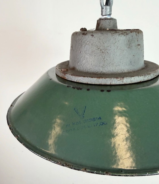 Image 1 of Green Enamel and Cast Iron Industrial Pendant Lamp, 1960s