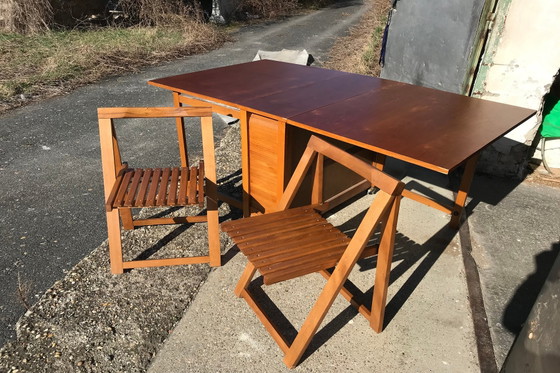 Uitschuifbare Eettafel & 2 Stoelen, jaren 60, Set van 3 – Eetkamerset (photo 3 of 11)