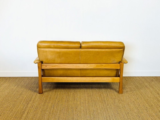 Image 1 of Ensemble de salon complet en cuir naturel et chêne, 1960, Set de 3