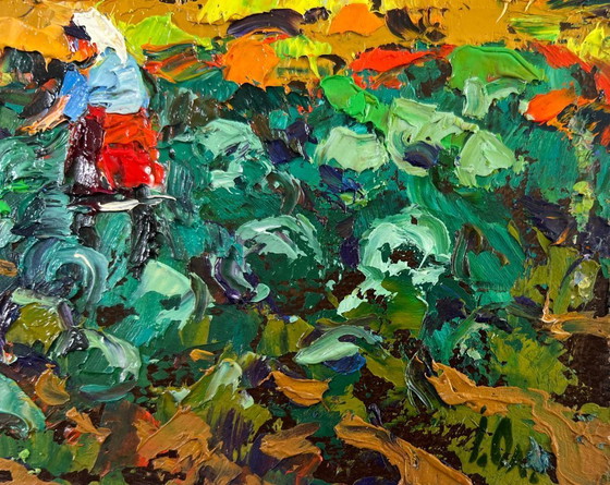 Image 1 of Original Oil Painting Summer Village Landscape The beds smell like home