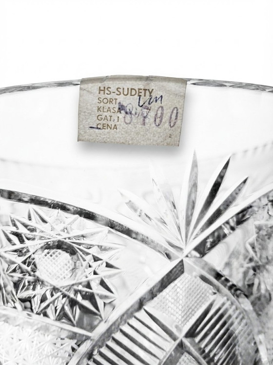 Monumental Hand-Cut Crystal Vase New Old Stock HS SUDETY POLAND 60s 70s Label 5kg 30 Cm – HS SUDETY POLOGNE (photo 5 of 15)