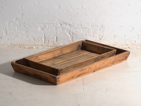 Pair of Antique Elm Wood Trays, China, circa 1900 #2, Table accessories, Iron, Rustic (photo 4 of 4)