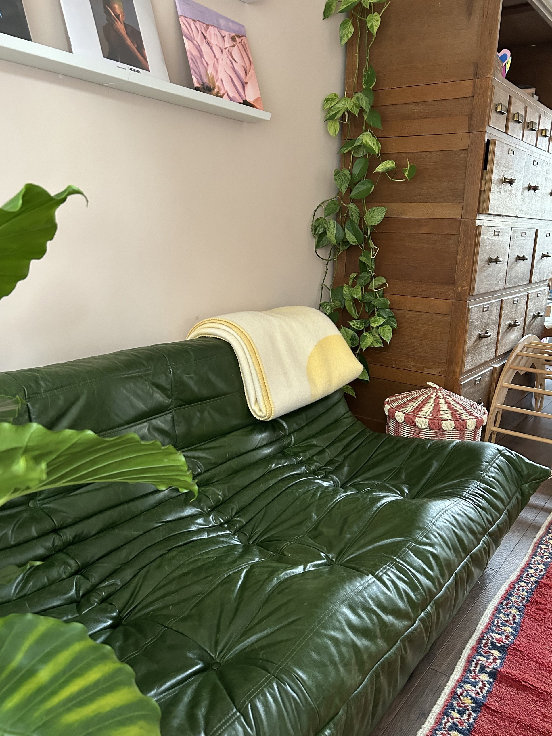 Ligne Roset Togo green leather | €3,100 | Whoppah