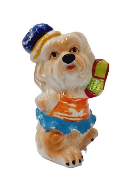 Figurine en porcelaine d'un chien - boîte à bibelots creuse