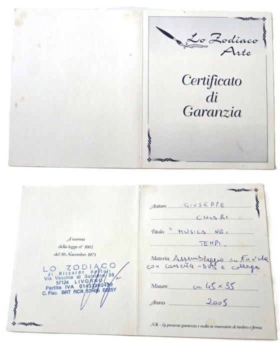 Image 1 of GIUSEPPE CHIARI (Fluxus). Musik durch die Zeit, 2005. Mischtechnik, 45 × 35 × 3 cm