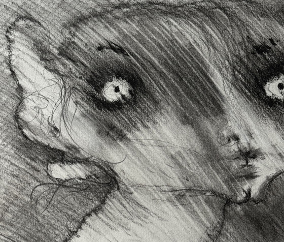 Image 1 of Robert Detheux - Magnifique portrait surréaliste - Vendu encadré 