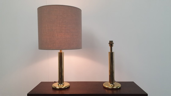 Image 1 of 2x messing tafellamp Baulmann Leuchten, Duitsland jaren 80