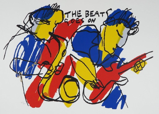 Herman Brood The Beat Goes On Op Canvas – lithos zeefdrukken (photo 2 of 5)
