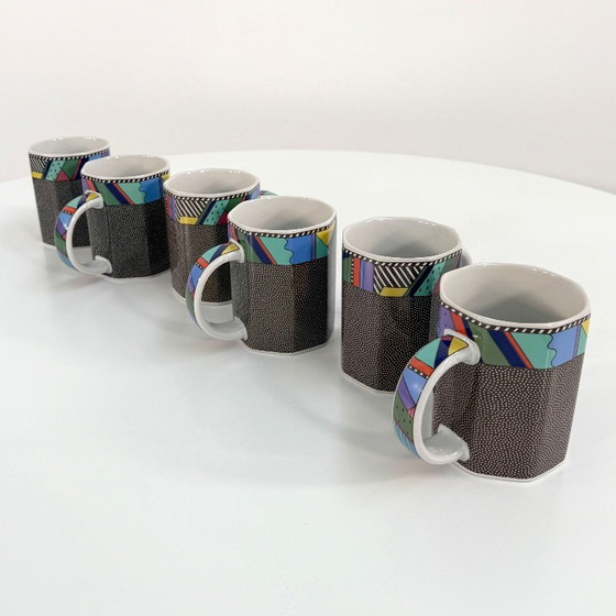 Image 1 of Pair of Big Mugs Scenario Metropol by Barbara Brenner for Rosenthal, 1990s