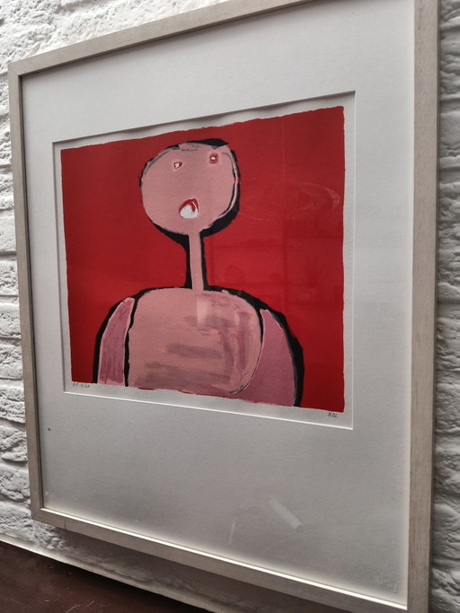 Lithographie Nol Vonk art brut – lithos zeefdrukken, Glass, Paper