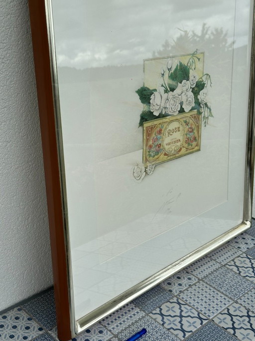 Lithographie originale en couleurs « Rose » – Susanne Hartmann (1991)