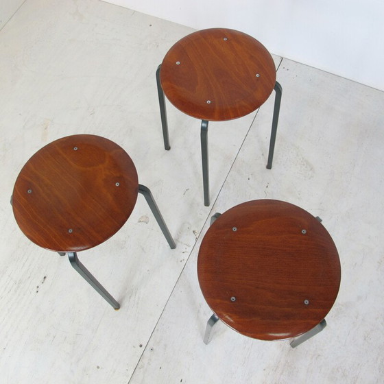 Image 1 of Set of 3 vintage Industrial Stools from Marko, 1950s