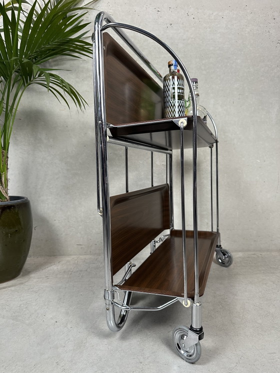 Vintage Foldable Serving Trolley - Gerlinol – Bar carts, Chrome, Wood (photo 12 of 12)
