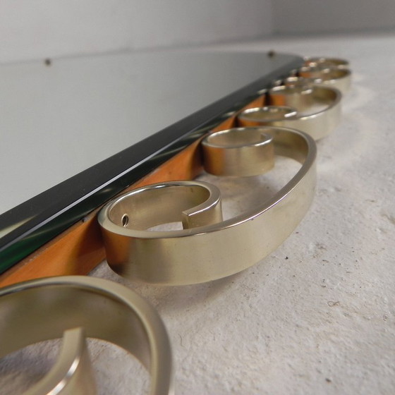 Image 1 of Vintage geslepen spiegel in aluminium frame, jaren 50