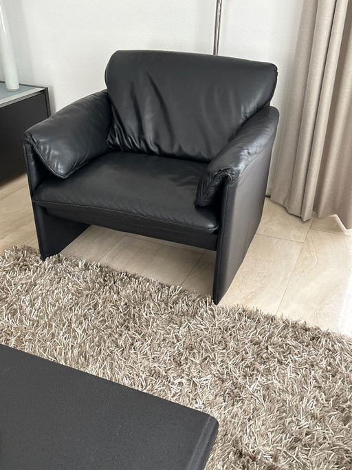 Leder Sessel, Typ Bora Bora, Wapiti Schwarz Leder