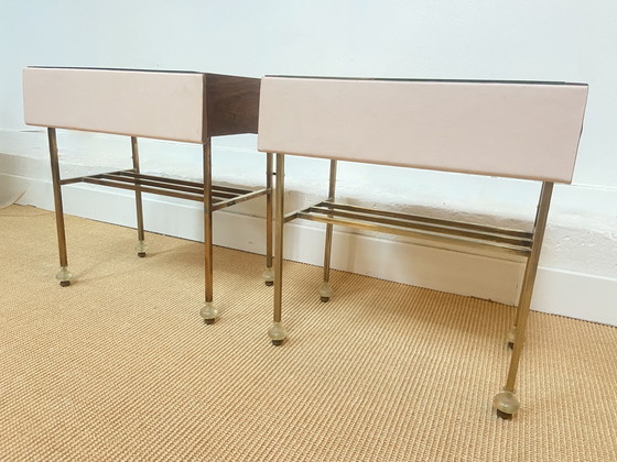 Image 1 of Paar Chevets aus Palisander und Leder, Italien, 1960