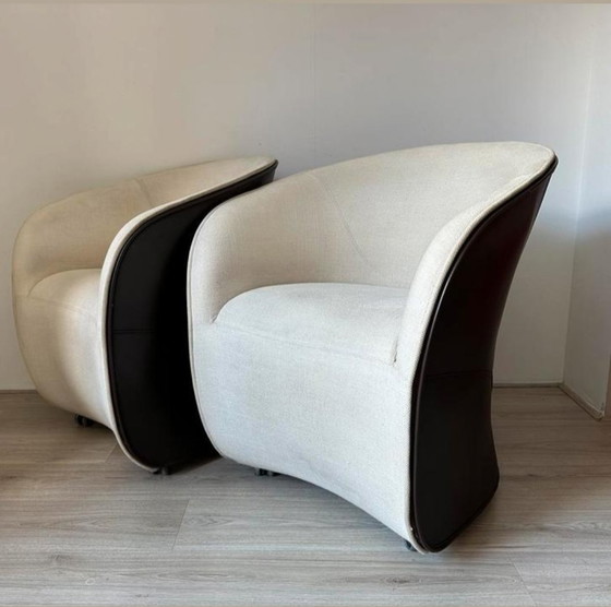 Image 1 of Zanotta Calla fauteuil cuir/tissu