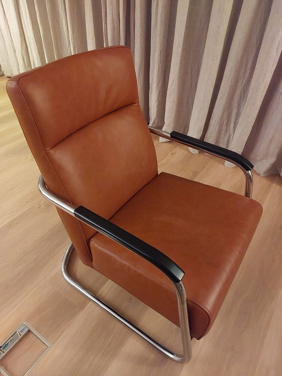 Poltrona in pelle con struttura cromata, stile Gispen, Poltrone, Plastica, Nero (foto 2 di 11)