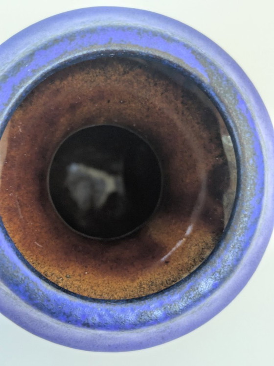Image 1 of Steuler Keramik West-Duitsland vaas met blauw handvat, Fat Lava MCM 315/15 Cari Zalloni stijl