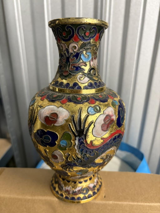 Beautiful Chinese coisonné vase - 20 centimeters, pure craftsmanship