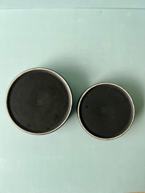 Image 1 of 2x Melitta kom zwart midcentury vintage kom bord keramiek postmodern