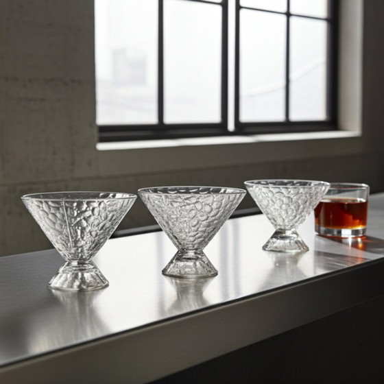 Image 1 of 6 French Frosted Vintage Ice Cream & Martini Glasses 