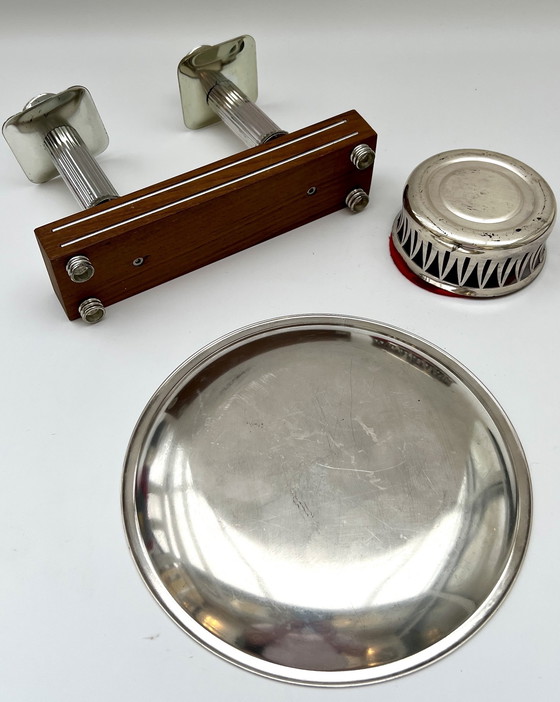 Image 1 of Mid-Century Tisch-Set – Kerzenleuchter, Servierschale & Flaschenhalter