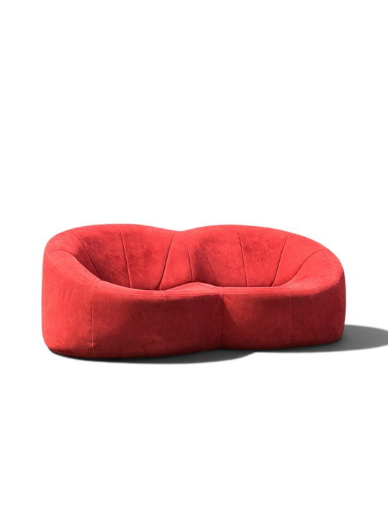 Pierre Paulin Pumpkin Sofa 2-Seater – Ligne Roset, Red Alcantara (Space Age Design) – 2 seaters, Velvet (photo 11 of 22)