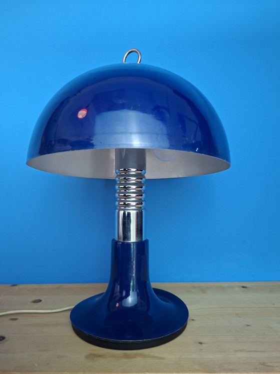 Image 1 of Large deep blue Spanish mushroom table lamp