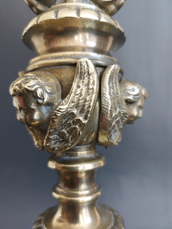 Image 1 of Candelabro da cappella in bronzo del XIX secolo
