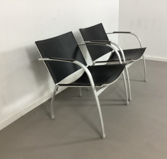 Image 1 of Set Van 2 Vintage Tord Björklund Easy Chairs Stoelen Leer Ikea 