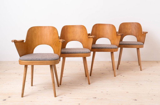 Set of 4 Mid Century Dining Chairs by Lubomir Hofmann, Fully Restored