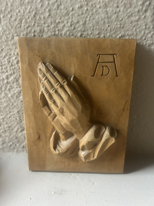 Vintage handgeschnitzte betende Hände von Albrecht Dürer – wanddecoratie, Wood