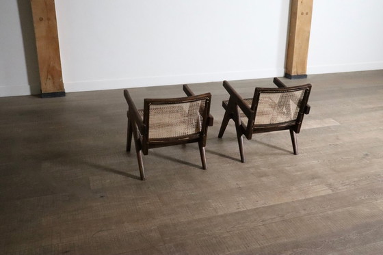 Image 1 of Pierre Jeanneret Loungesessel PJ-SI-29-A aus Teakholz und Rohrgeflecht, 1950er Jahre