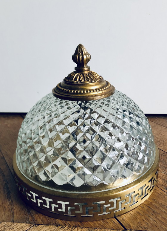 Image 1 of Lámpara de techo antigua de cristal y bronce de Maison L.GAU