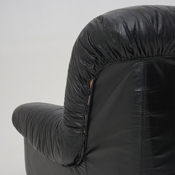 Image 1 of Modulaire fauteuils van zwart leer, jaren 70